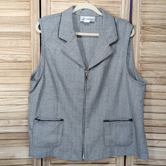 VINTAGE Collaborations Gray Houndstooth Sleeveless Vest Size 22 - Picture 1 of 10